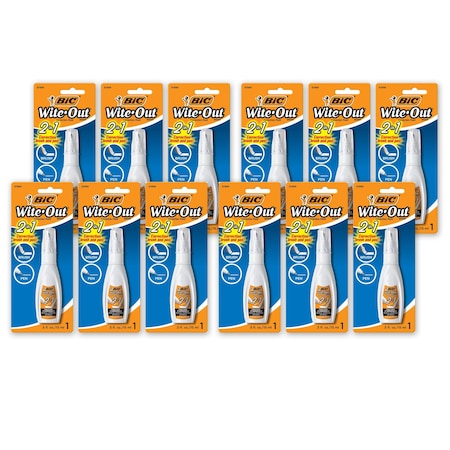 Bic Wite Out 2 in 1 Correction Fluid, 6PK WOPFP11